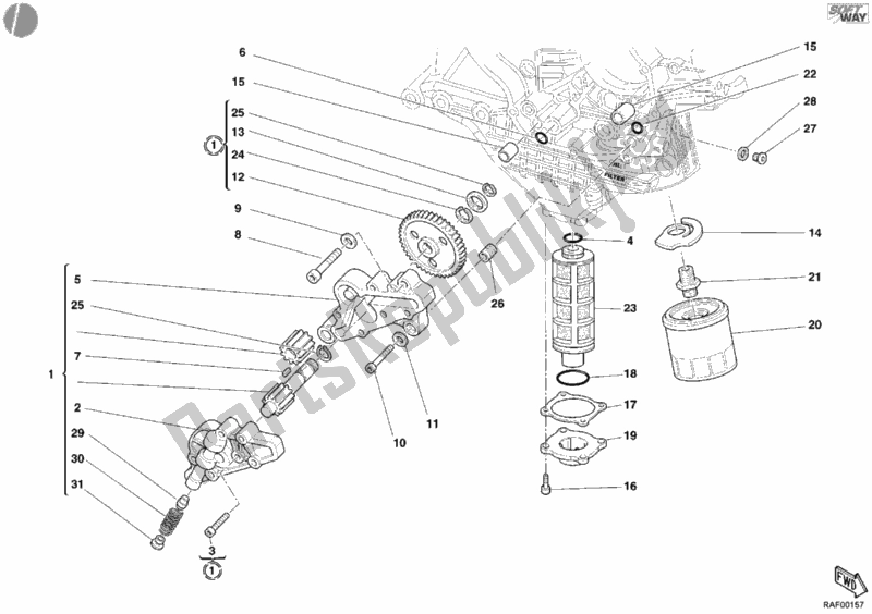 Toutes les pièces pour le Pompe à Huile - Filtre du Ducati Superbike 998 Final Edition Single-seat 2004